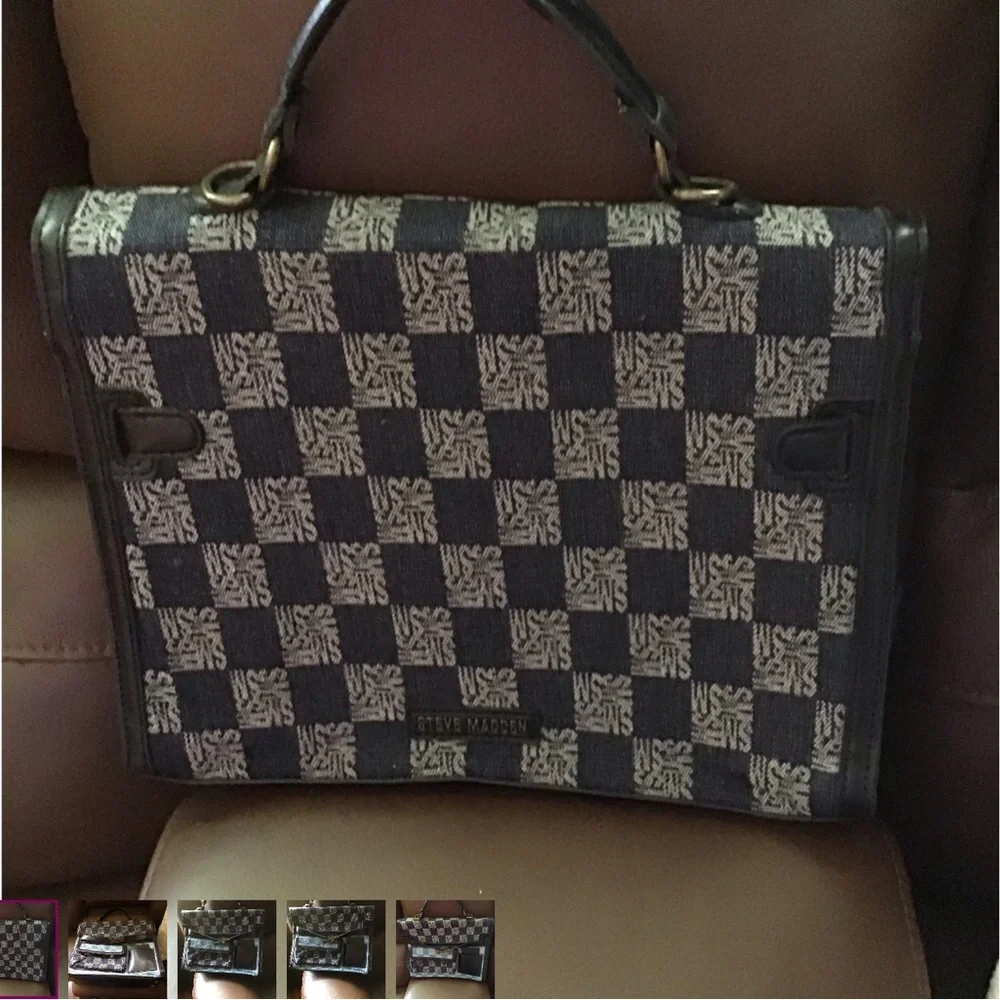Steve Madden Monogrammed Blue and Gray Briefcase